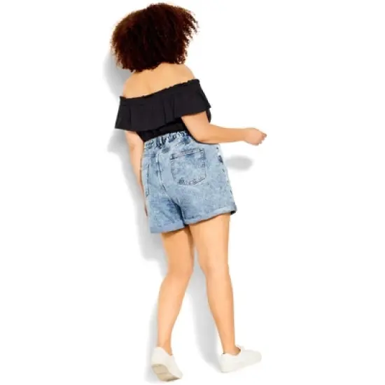 Women's Plus Size Denim Lounge Short - vintage wash | CITY CHIC image {1}