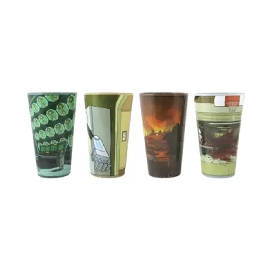 Just Funky Rick and Morty 16 Ounce Pint Glass Set of 4 | Rick | Morty | Jerry | Snuffles image {1}