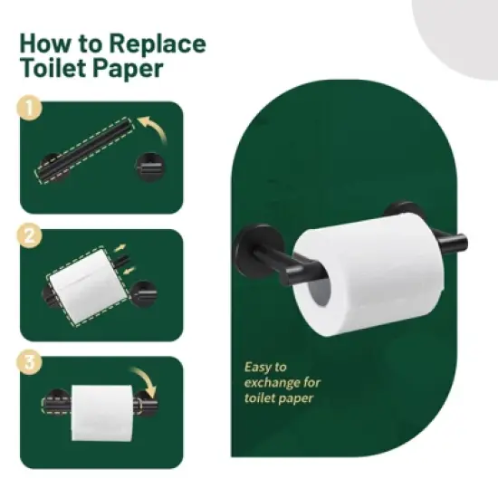 Cobbe Matte Black Toiler Paper Holder Wall Mount, Double Post Pivoting Toilet Paper Roll Holder for Bathroom, SUS 304 Stainless Steel image {3}