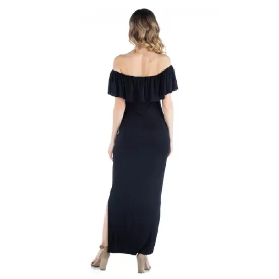 Off Shoulder Ruffle Maxi Masternity Dress image {2}
