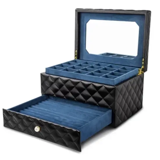 Large PU Leather Jewelry Organizer Storage Case image {1}