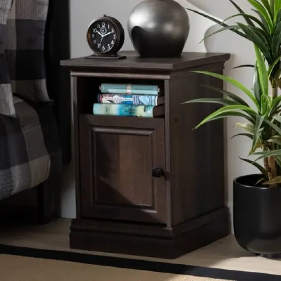 Nolan 1 Door Wood Nightstand Brown/Black - Baxton Studio image {6}