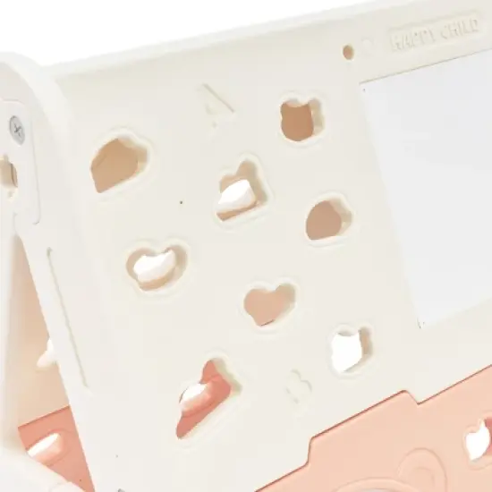 Triangle Climber with Slide,Toddlers Climber Slide for Age 1-3,7-in-1 A-Frame Climber Toddler Slide with Basketball Hoop and Art Drawing Board Pink image {6}