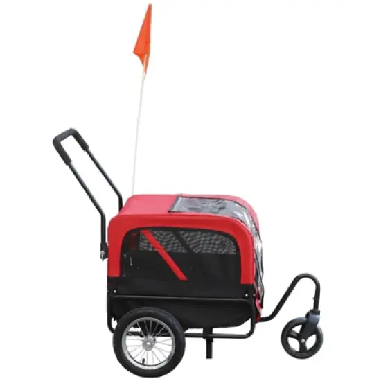 Aosom 2-in-1 Small Dog Bike Trailer and Bike Stroller with Hitch, Bicycle Trailer Sidecar Bike Wagon Cart Carrier Attachment for Travel image {3}