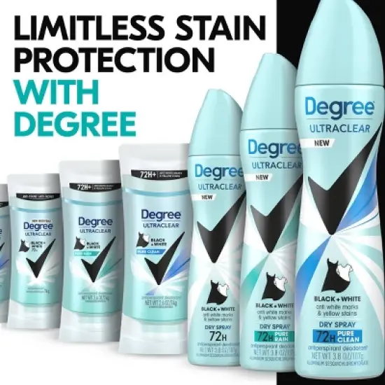 Degree Ultra Clear Black + White Pure Clean Antiperspirant & Deodorant Dry Spray - 3.8oz image {4}