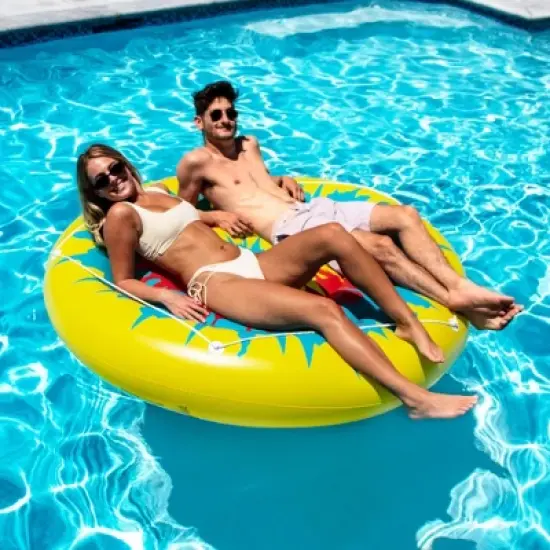 Swim Central 72" Inflatable Multicolor Tie Dye Circular Swimming Pool Float image {4}