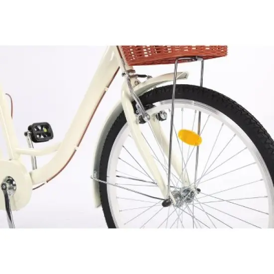 24 & 26 Inch Beach Cruiser Bike for Women, Womens Bike with Basket 1 Speed, Step Through Bikes image {3}