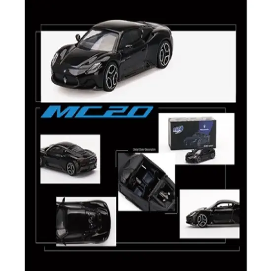 Maserati MC20 Nero Enigma Black 1/64 Diecast Model Car by BBR Models image {2}