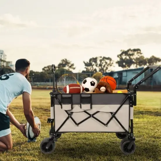 Multi-Functional Push-Pull Folding Wagon Cart with Rotating Handle & 360 All-Terrain Wheels &uml;C Heavy-Duty, Adjustable Design, Large Capacity image {6}