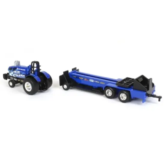 1/64 New Holland "Blue Blazes" Pulling Tractor with Pulling Sled, 37940-1 image {3}