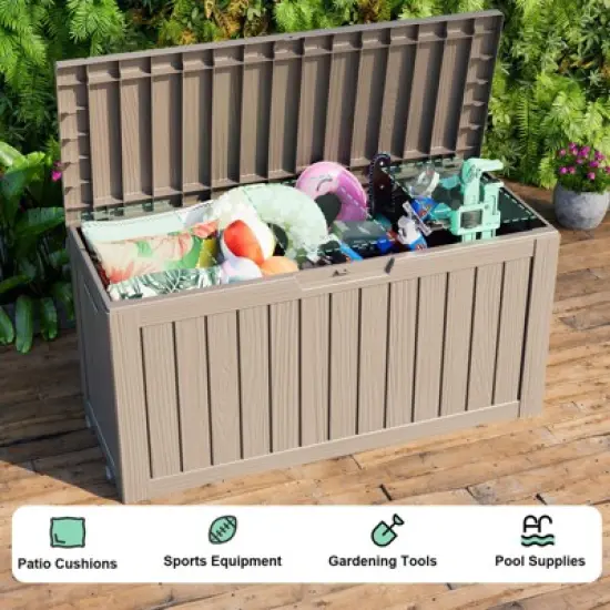 Kumasinova 72 Gal Deck Box with Ample Storage,All-Weather PP Resin Outdoor Storage Box,UV Protected & Waterproof,KD Design image {5}