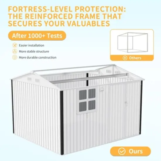 6x8 FT Outdoor Metal Storage Shed, Large Lockable Garden Tool Shed with Updated Frame Structure, Utility Tool Storage House for Backyard image {2}