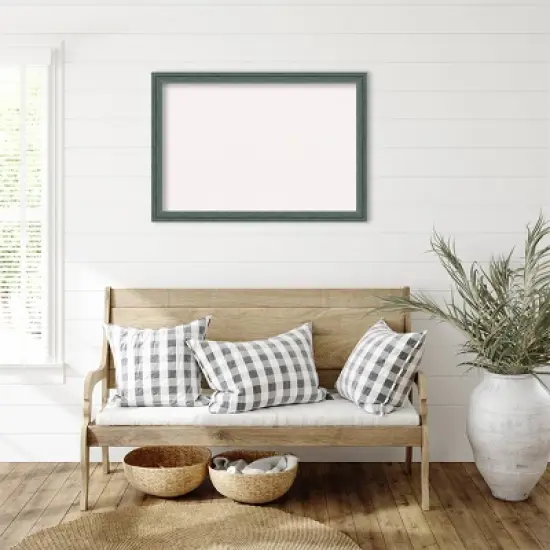 Amanti Art 39"x27" Upcycled Wood Frame White Cork Board Teal/Gray : Wall Mounted, Bulletin Board image {4}