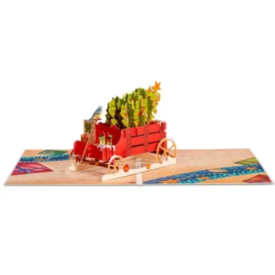 Paper Love 3D Christmas Tree Wagon Pop Up Christmas Card, 100% Recycled and Eco-Friendly, 8" x 6" Cover - With Note Tag image {5}