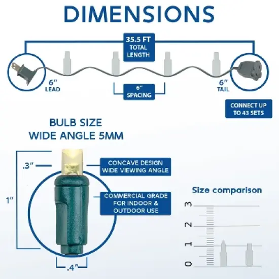 Novelty Lights LED Christmas String Lights 70 Mini Bulbs (Green Wire, 35 feet) image {1}