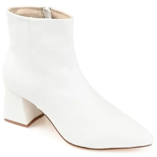 Journee Signature Womens Genuine Leather Tabbie Almond Toe Block Heel Ankle Booties image {12}