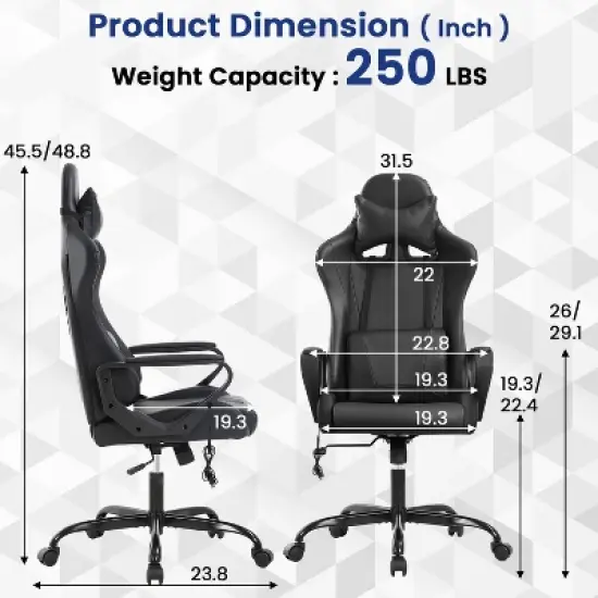 BestMassage Gaming Chair High-Back Office Chair with Lumbar Support Massage Function and PU Leather Rolling Swivel Chair for Adults and Teens image {6}