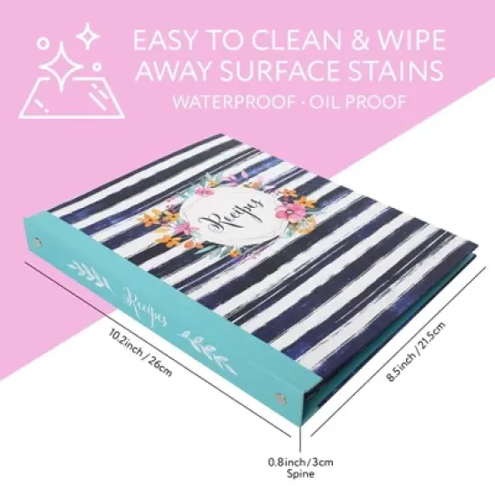 LotFancy Recipe Binder, 8.5&rdquo; x 10&rdquo;, with 60 Blank Recipe Cards 4x6, 30 Plastic Page Protectors, 6 Tabbed Dividers, 24 Labels image {5}