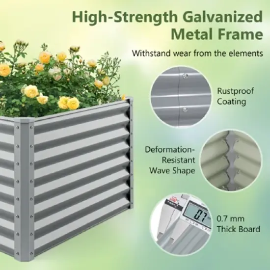 Tangkula Raised Garden Bed Large Metal Planter Box Kit for Vegetable Herb 6' x 3' x 2' Gray image {7}