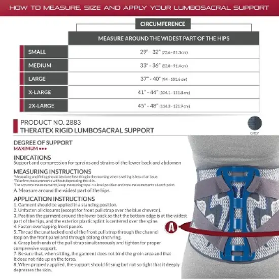 OTC Lumbosacral Back Splint, Theratex Spinal Maximum Support image {3}