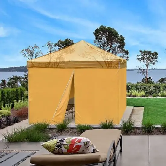 InstaHibit Set of 4 Sidewall Fits 10x10ft Canopy Tent with Zipper UV30+ Outdoor Party Yellow image {1}