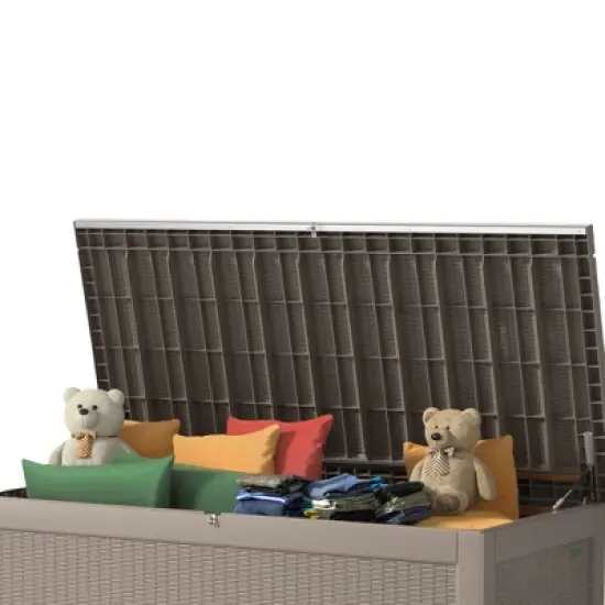 DSVIMOY Deck Boxes, 4-Piece 260 Gal Outdoor Storage Deck Box, Small Patio Storage Bin for Garden Tools, Brown, 57.87"*32.24"*33.66" image {4}