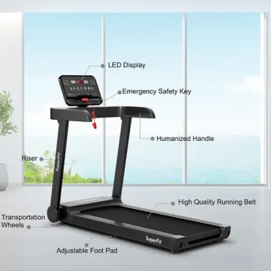 SuperFit 2.25HP Electric Treadmill Running Machine w/App Control for Home Office image {2}