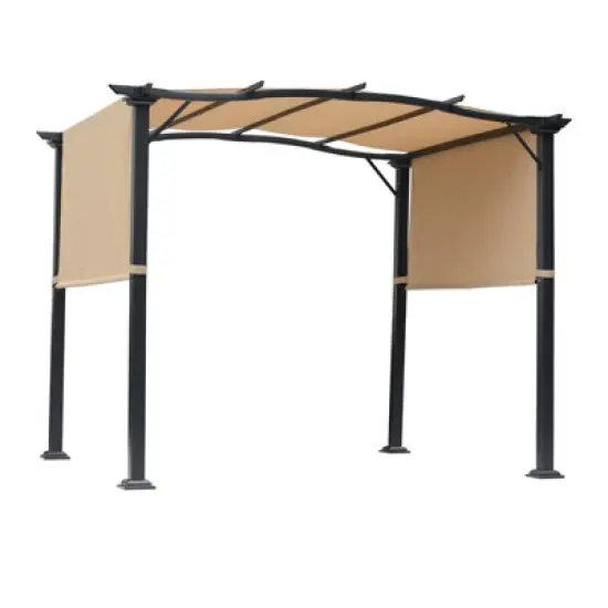 Outsunny 8' x 10' Retractable Pergola Canopy Steel Frame Polyester Fabric Gazebo with Top Cover,Retractable Canopy Shade Awning image {3}