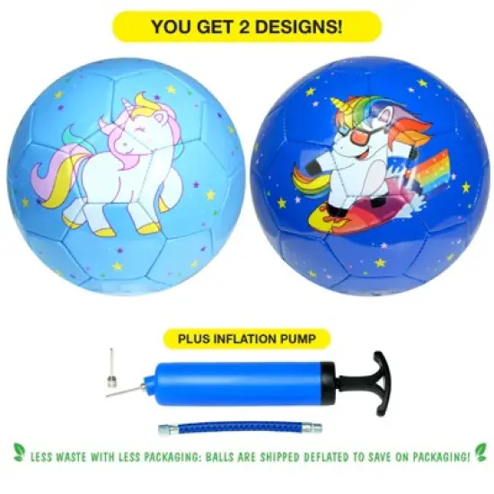 Xcello Sports S3 Soccer Ball TPU Asst. Unicorn Graphics with Pump (Pack of 2) image {1}