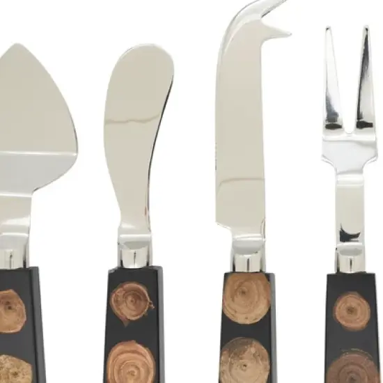 Saro Lifestyle Wood and Resin Fusion Cheese Cutlery Set, Black image {2}
