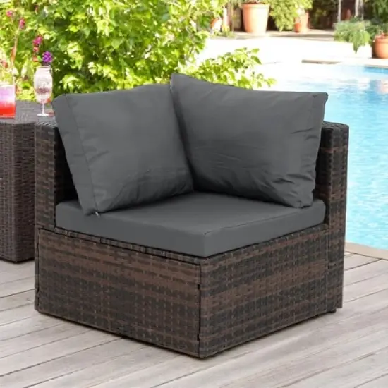5-Piece Patio Furniture Set with PE Wicker Furniture set, Tempered Glass Table, Cushions with Zipper,Outdoor Furniture set image {7}