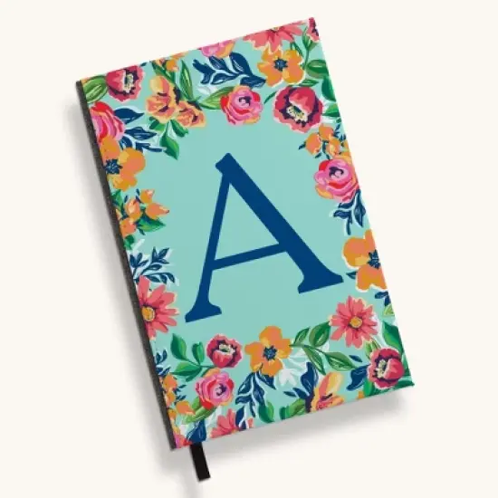 Personalization Mall Flowery Initial Journal, Blue Aqua image {5}