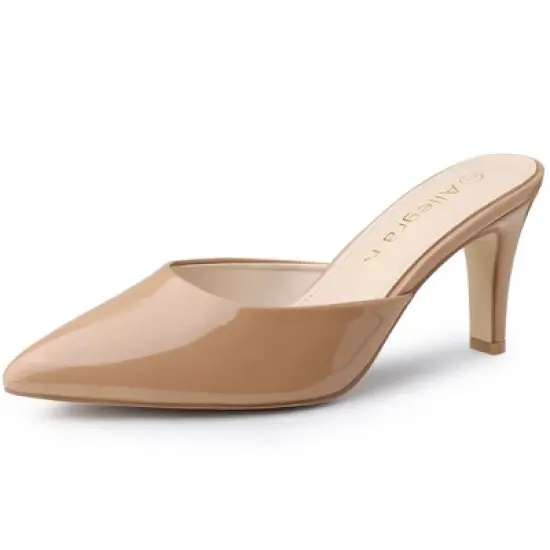 Allegra K Women's Pointed Toe Stiletto Slide Mules Heels image {10}