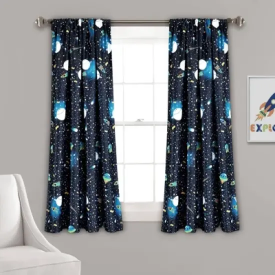 Universe Room Darkening Window Curtain Panels Navy - Lush D&eacute;cor image {5}