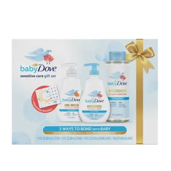 Baby Dove Rich Moisture Hypoallergenic  Baby Wash, Lotion and Bubble Bath Gift Pack for Sensitive Skin - 3pk image {11}