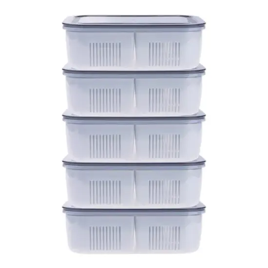 REGALWOVEN 5 Packs Leakproof Plastic Meal Prep Airtight Food Storage Containers 8"x 5.9"x 2.6" image {10}