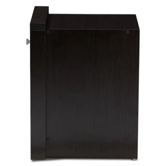 Danette Modern and Contemporary Finished 1 Drawer Nightstand Dark Brown - Baxton Studio image {3}