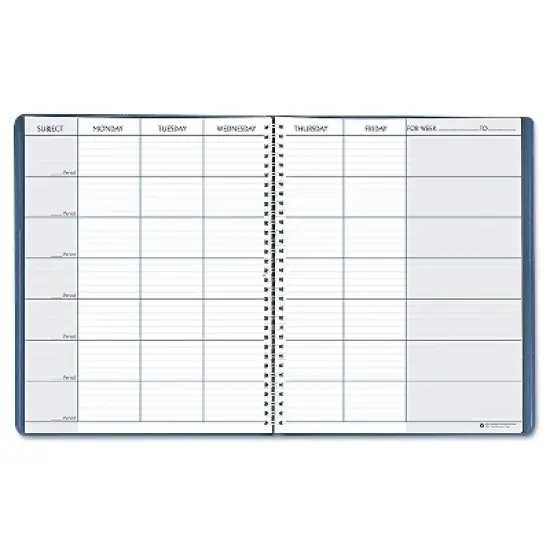 House Of Doolittle Teacher's Planner Embossed Simulated Leather Cover 11 x 8-1/2 Blue 50907 image {6}