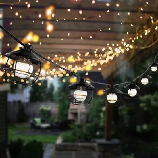 Agitha LED Outdoor String Lights - 120" - 10 Light - PLT4051 - Black - Safavieh image {3}