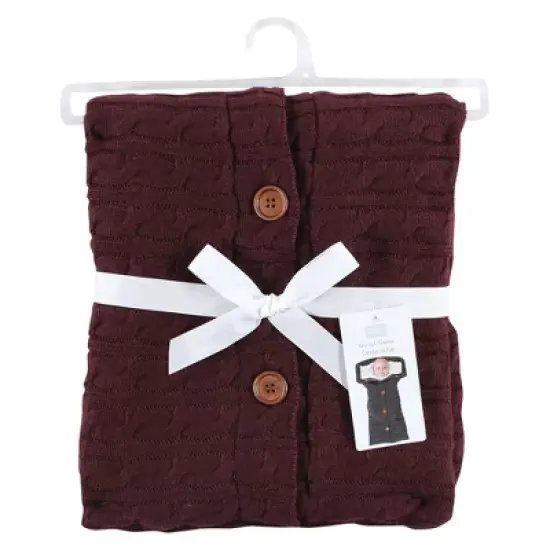 Hudson Baby Infant Girl Faux Shearling Knitted Baby Lounge Stroller Wrap Sack, Burgundy, One Size image {1}