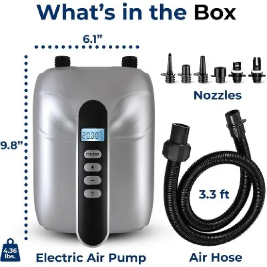 SereneLife Electric Air Pump Compressor / Air Inflator & Air Deflator for SUP Stand-Up Paddle Boards & Water Sport Pool Inflatables image {6}