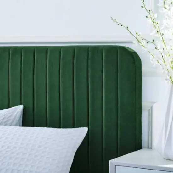 Twin Celine Channel Tufted Performance Velvet Platform Bed Emerald - Modway image {5}