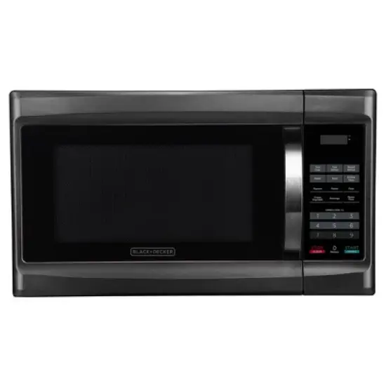 BLACK+DECKER 1.3 cu ft 1000 Watt Microwave Oven - Black Stainless Steel: Countertop, 6 Programs, Turntable image {4}