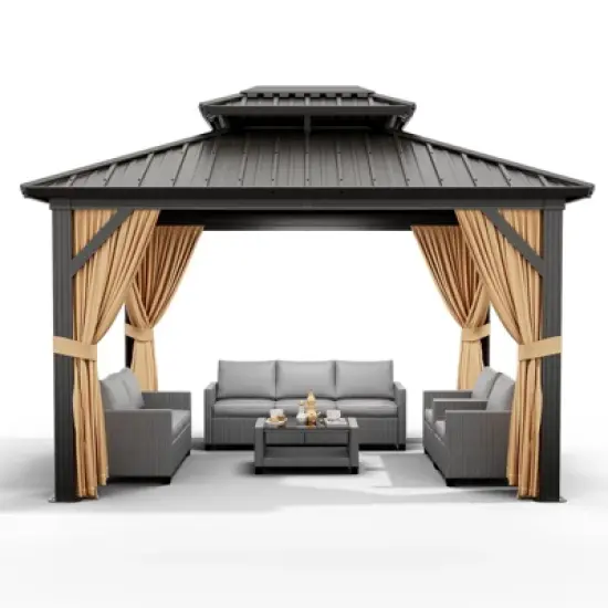 Gazebo 10x12 FT, Garden Tent, Frame of Aluminum, Tin Roof Pavilion image {6}