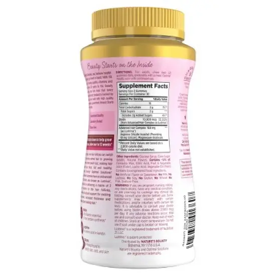 Nature's Bounty Optimal Solutions Hair Growth Gummies - Peach - 60ct image {3}