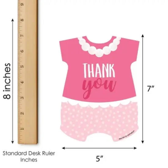 Big Dot of Happiness It's a Girl - Shaped Thank You Cards - Pink Baby Shower Thank You Note Cards with Envelopes - Set of 12 image {4}