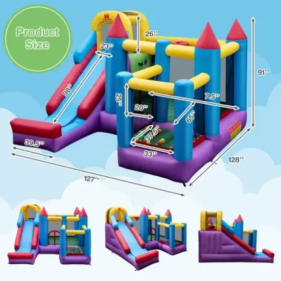 Costway Mighty Inflatable Bounce House Castle Jumper Moonwalk Bouncer Without Blower image {2}