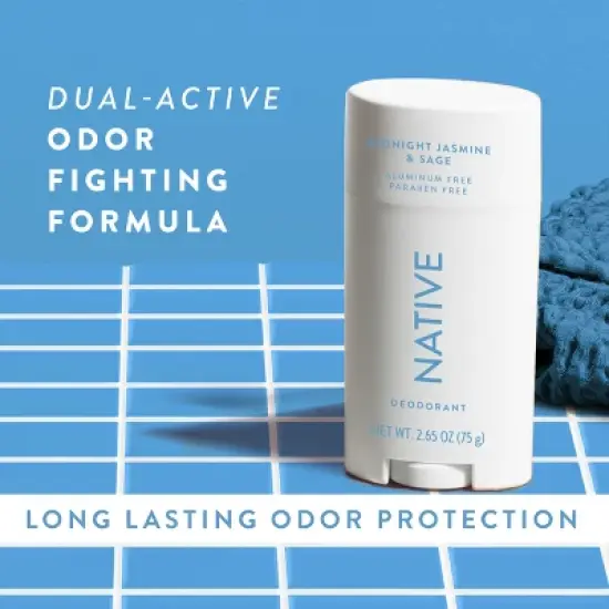 Native Solid Deodorant - Midnight Jasmine & Sage - Aluminum-Free 2.65oz image {6}