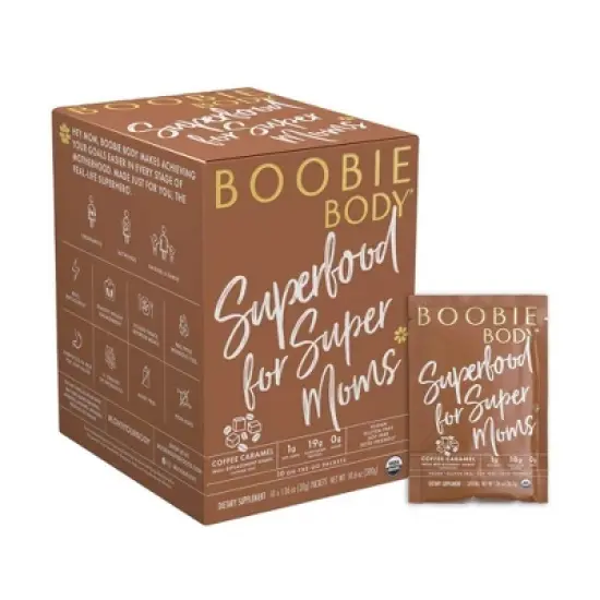 Boobie Body Organic Superfood Plant-Based Protein Shake Coffee Caramel - 1.03oz -10 Single Serve Packets image {2}