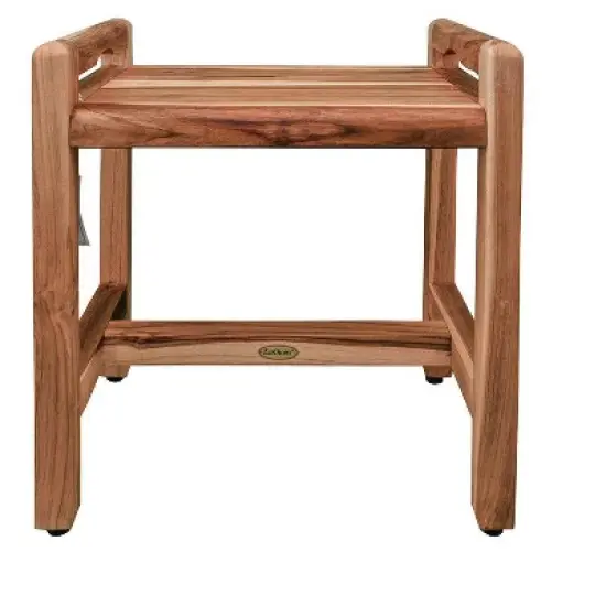 EcoDecors&reg; Eleganto&reg; 20" Teak Wood Shower Bench with LiftAide&reg; Arms in EarthyTeak Finish image {3}